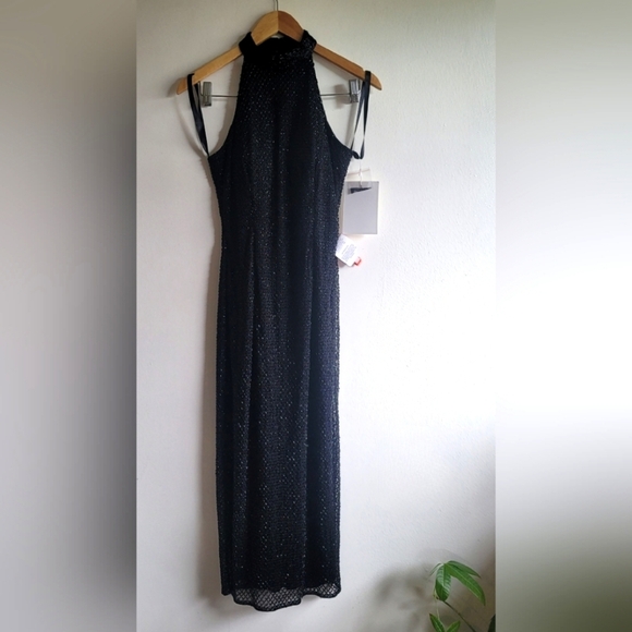 Mac Duggal, Hand Beaded Midi Cocktail Dress, Black, Size 2, NWT - Picture 4 of 13